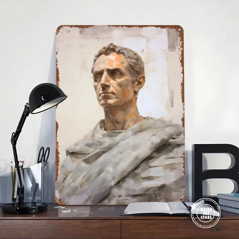 Julius Caesar Oil Portrait Tin Plaque Poster Customized Wall Art Retro Vintage Metal Signs for Room Wand Deko Home Decor Items