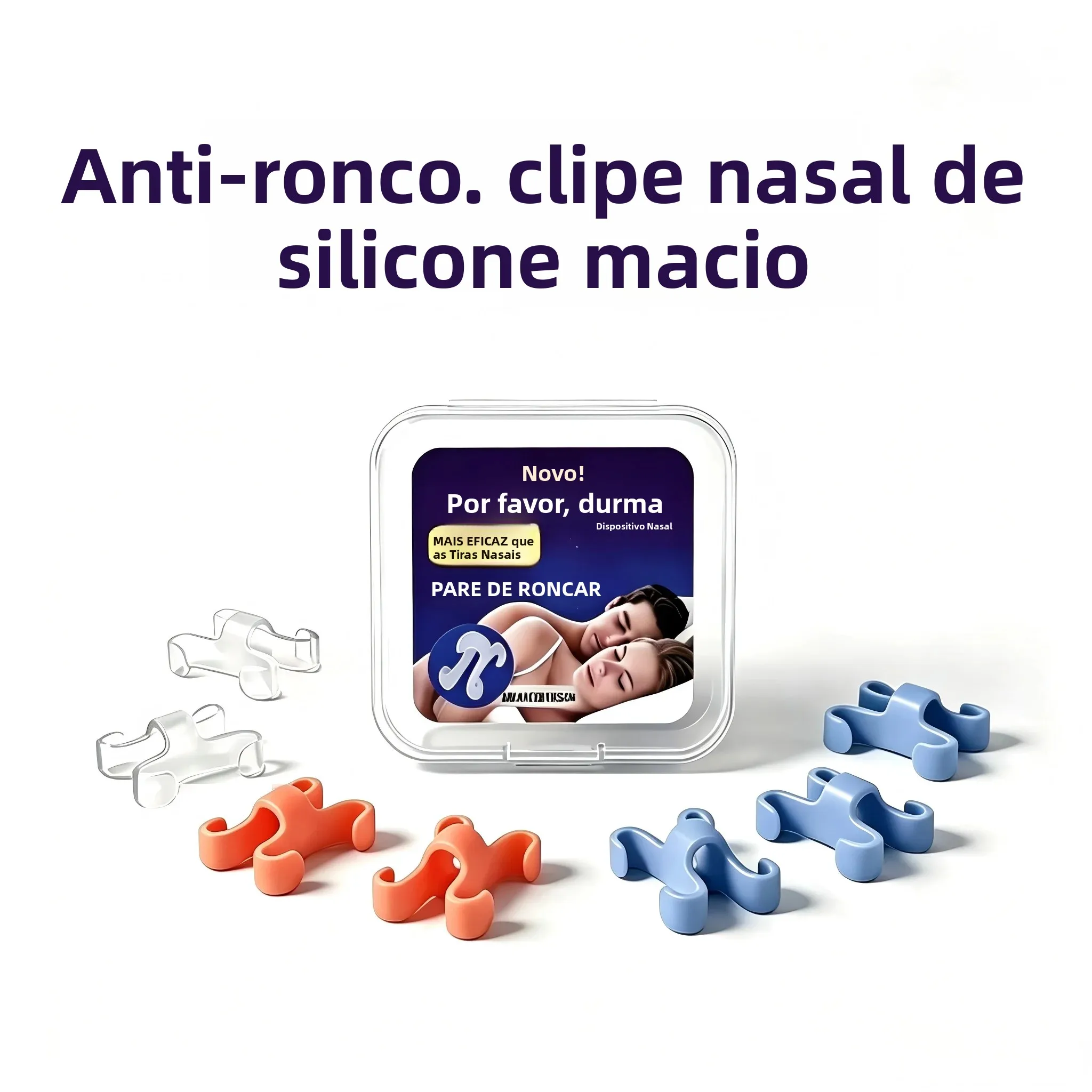 Clipe Nasal Anti-Ronco Portátil Magnético de Silicone, Auxiliar de Sono, Melhora a Respiração, Anti Apneia, Bloqueador de Ronco
