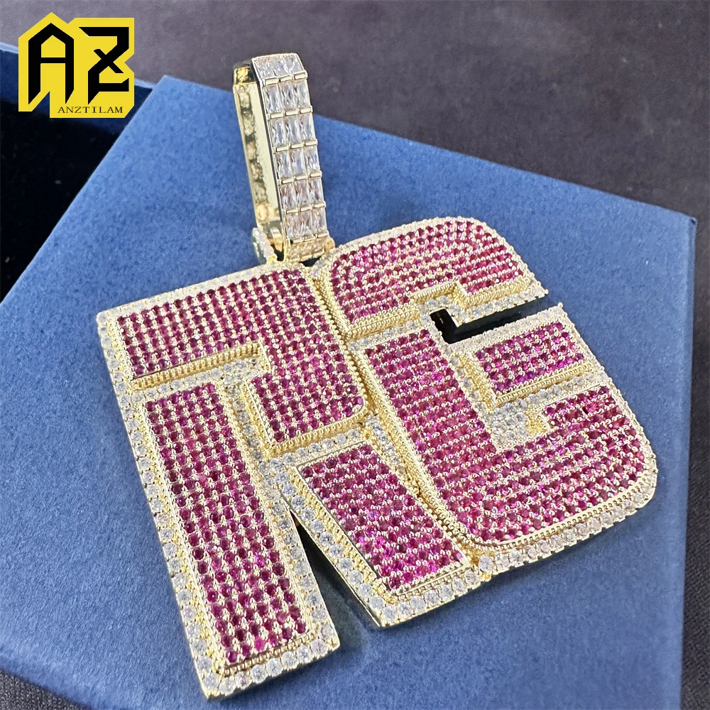 

Red Blue Zircon Customized Letters Name Iced Out Pendant Necklaces For Men Women Bling Necklace Hip Hop Jewelry Free Shipping