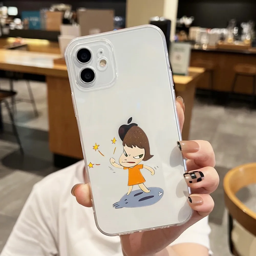 Yoshitomo Nara Art Painting Phone Case For Iphone 15 11 13 14 Pro Max 7 8 Plus X Xr Xs Max 16pro 12mini Transparent Cover