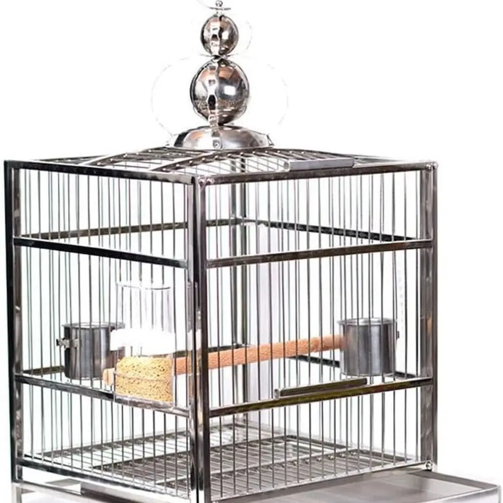 

Upgraded Stainless Steel Bird Cage with Bathing Area for Parrots - Enhanced Version S