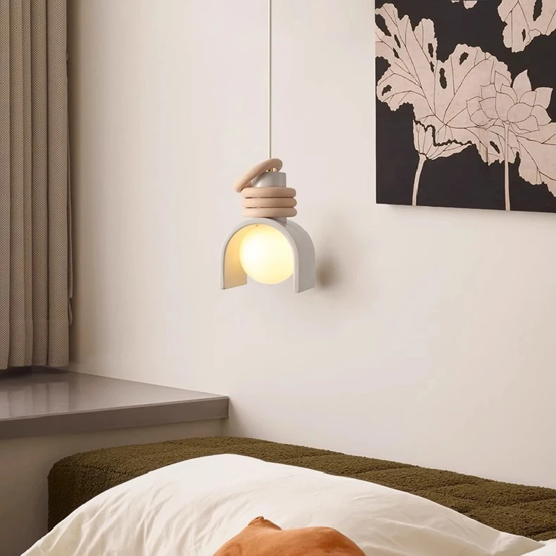 Imagem -05 - Modernos Lustres Led com Linha Suspensa Resina Laranja Branco Minimalista Nórdico Decoração de Casa Sala Quarto Cabeceira Lustre