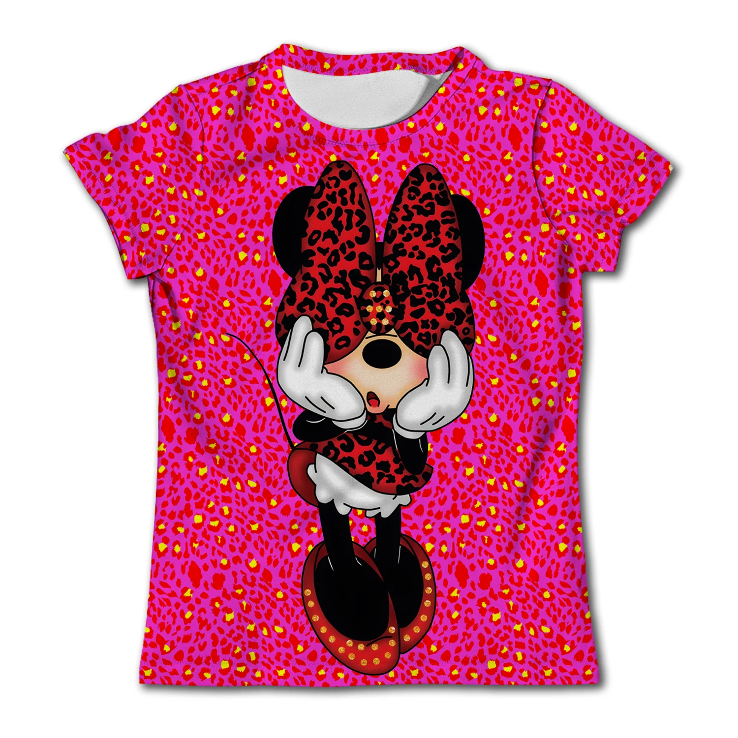 Disney-Camiseta infantil de manga curta, Tops de desenho animado kawaii, Camiseta respirável, Minnie Mouse, Crianças, Meninas, Menino, Roupas de verão