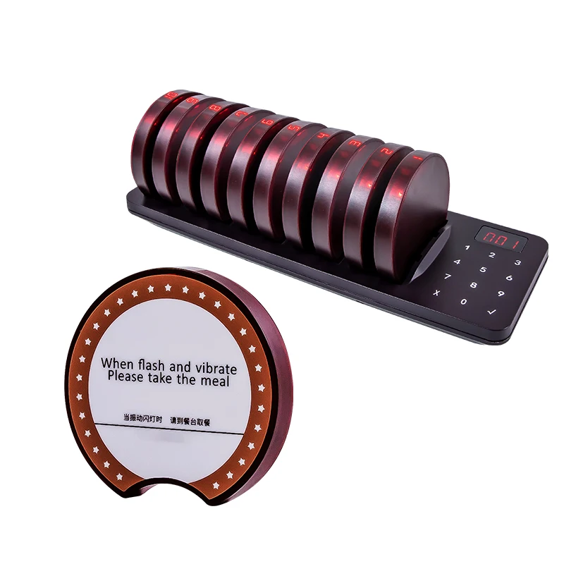 

Wireless Restaurant Pager System With 10 Beepers Buzzers Queue System for Clinic Coffee Shop Food Truck Bar