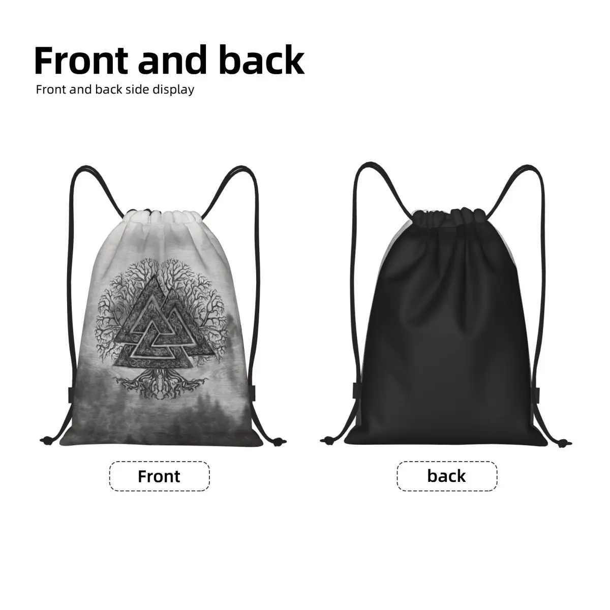 Custom Valknut And Tree Of Life Yggdrasil Drawstring Backpack Bags Lightweight Viking Norse Gym Sports Sackpack Sacks for Yoga