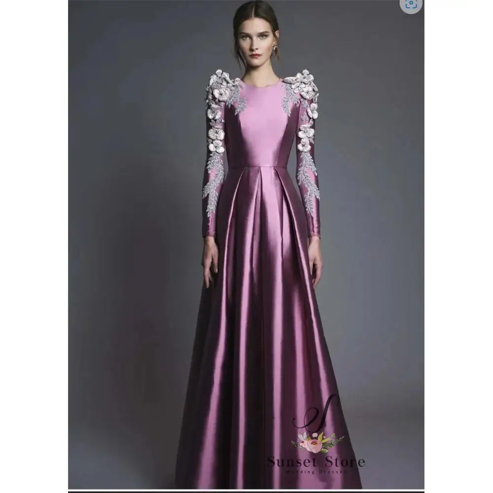 Robe de Soirée Élégante en Satin pour Femme, Tenue Personnalisée, Col Rond, Drapée, Longueur au Sol, Chic, Tailleur, Haute Qualité