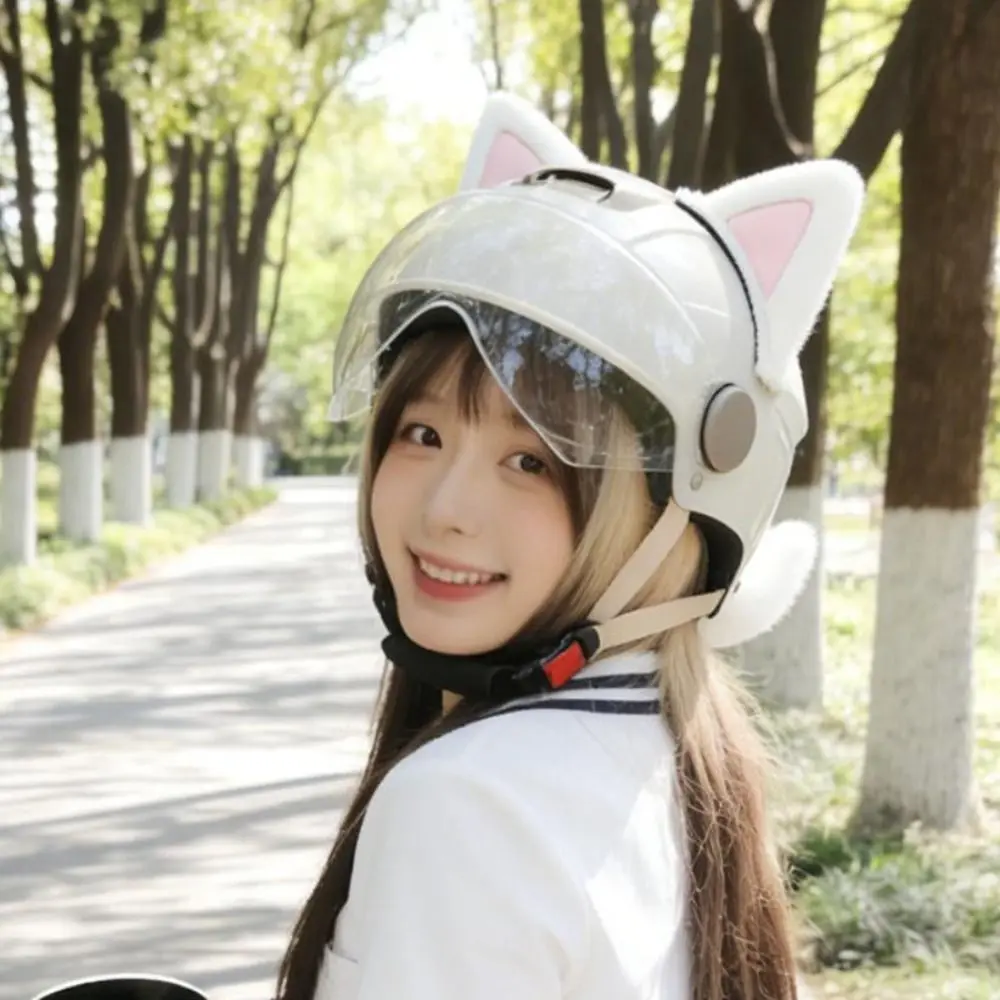 Soft Helmet Cat Ear Decoration Reusable Removable Helmet Cat Tail Sticker Lightweight Helmet Accessory Ski Helmet