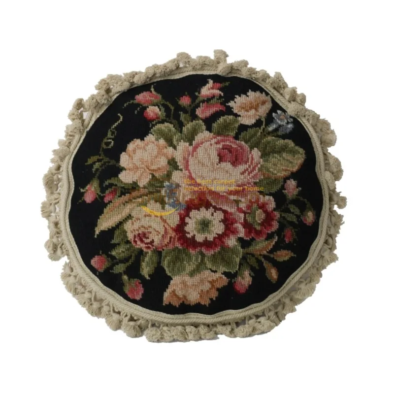 

The wool three-dimensional embroidered throw pillow features classical floral and bird patterns without a core
