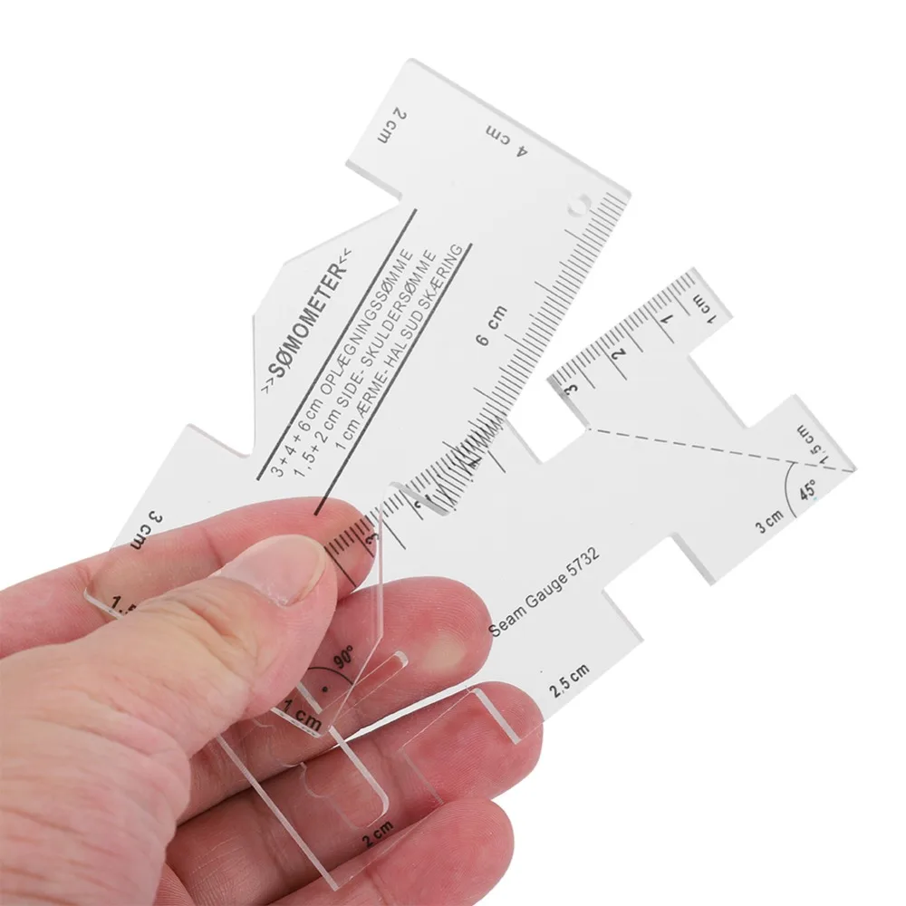 2pcs Portable Clearly Visible Scales Patchwork Ruler Draw Stitch Marks Plastic Measuring Gauge Dressmaking Ruler For Quilting