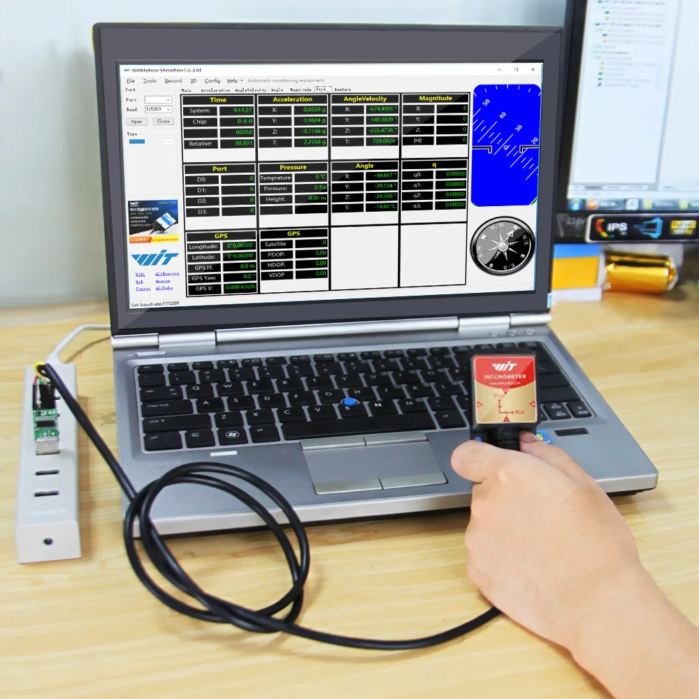 High-Precision Inclinometer HWT605 Industrial-Grade Accelerometer+Angle+Gyro, MPU9250 IMU, Temperature Compensation, Tilt Angle