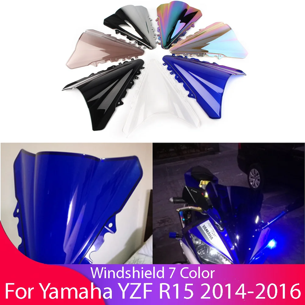 Motorcycle Windshield For Yamaha YZF R15 V2 2013 2014 2015 2016 YZFR15 Double Bubble WindScreen Accessories Fairing Deflector