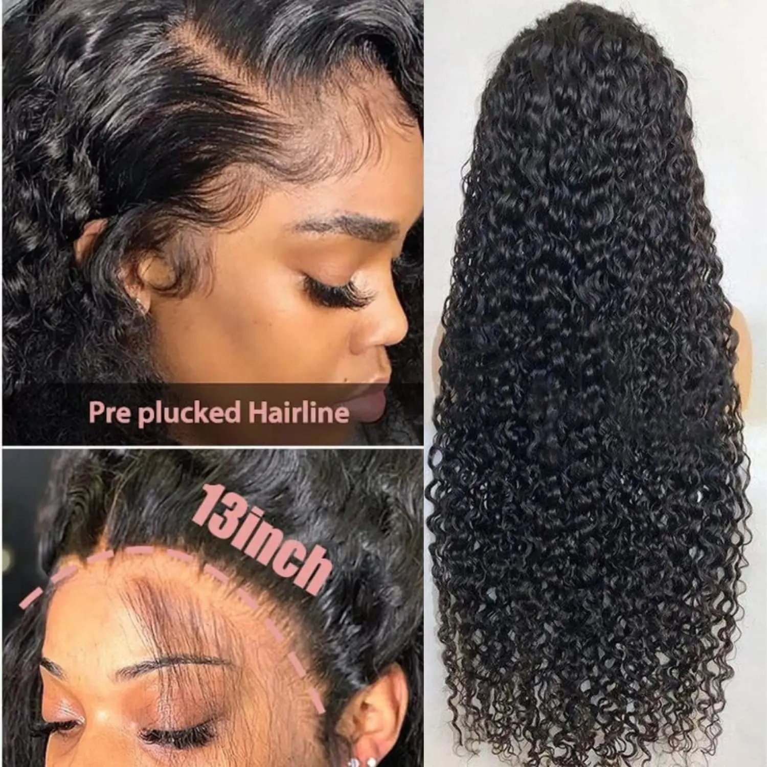 Deep Wave Lace Front 100% Human Hair Wigs 30 32Inch Indian Curly Remy 250% 13x4 Lace Frontal Wigs For Woman Pre Plucked