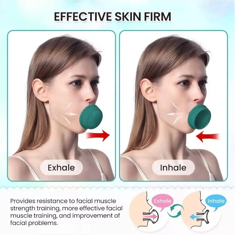 Face Jaw Exerciser Slimmer Jaw Face Neck Toning Exerciser,Facial Yoga Skin Tighten Firm, Double Chin Breathing Exercise Device