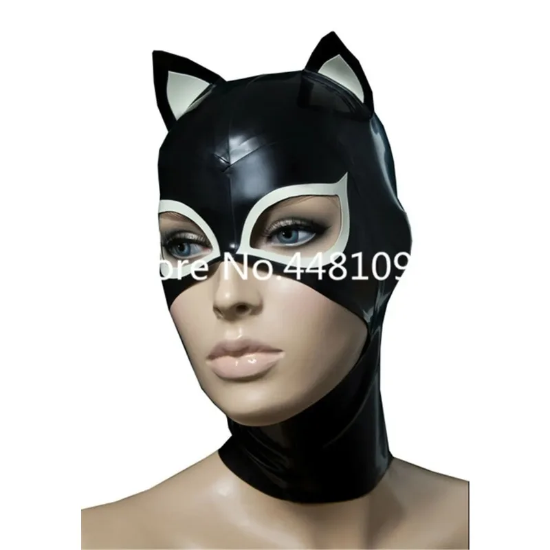 

Sexy Full Head Latex Mask Rubber Hood Cat Ear Unisex Fetish Cosplay Mask Custom Made