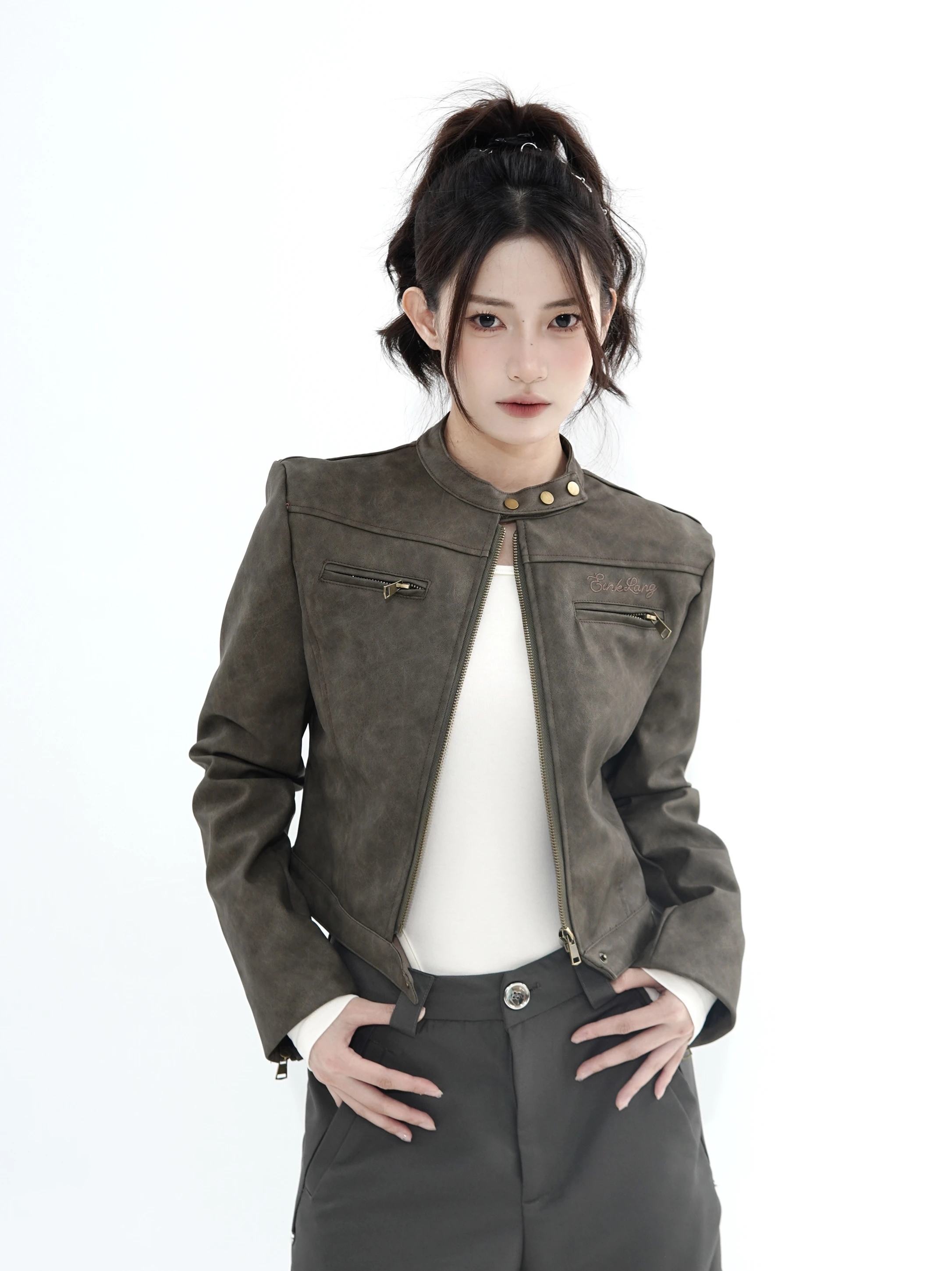 XFX 秋冬アメリカンレトロバイクレザージャケット女性用オートバイコットンコートアウターウェアスリーブライダーベスト