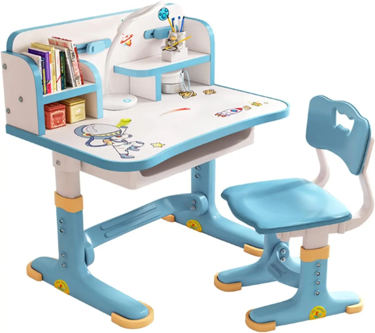 

Desk, Standing Desk, Desk Chair Set, Widened Desktop Multi Separation Cartoon Pattern Desk Chair Set Kids Adjustable Heigh