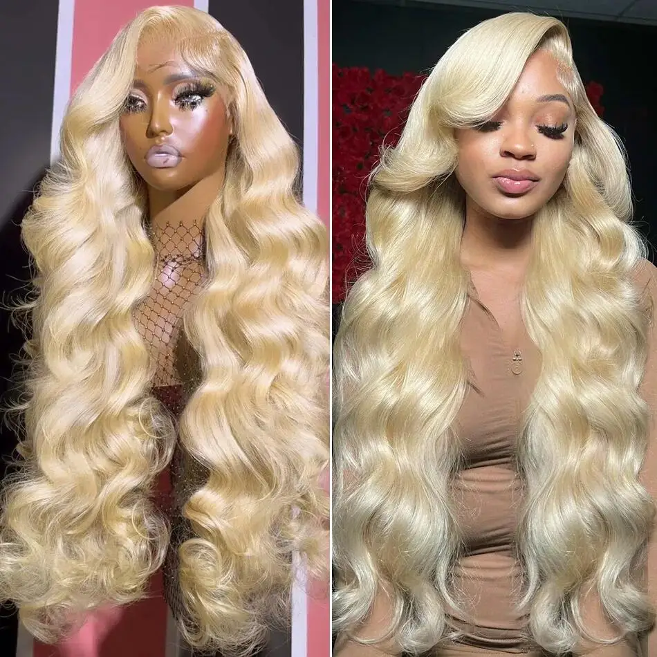 200% 613 Honey Blonde Wig 13x6 Colored Frontal Human Hair Wig For Women 38 40 Inch HD Transparent Body Wave Lace Front Wig