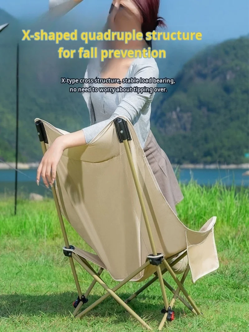 Multifunctional Outdoor Camping Chair Lightweight Portable Moon Chair Waterproof Oxford Fabric Adjustable Height  Fishing Stool
