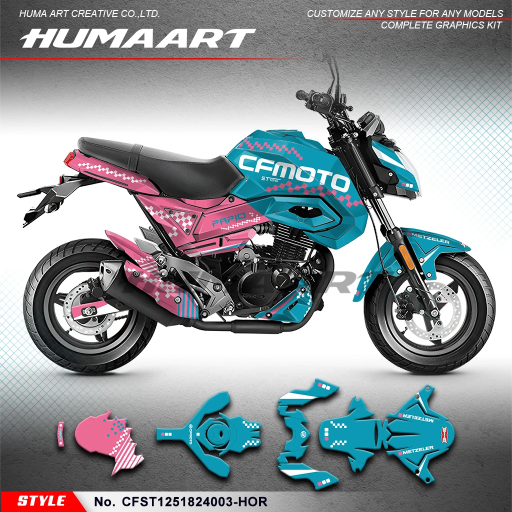 

HUMAART Restyle, графическая клейкая наклейка для CFMOTO PAPIO ST125 ST 125 2018-2024, CFST1251824003-HOR