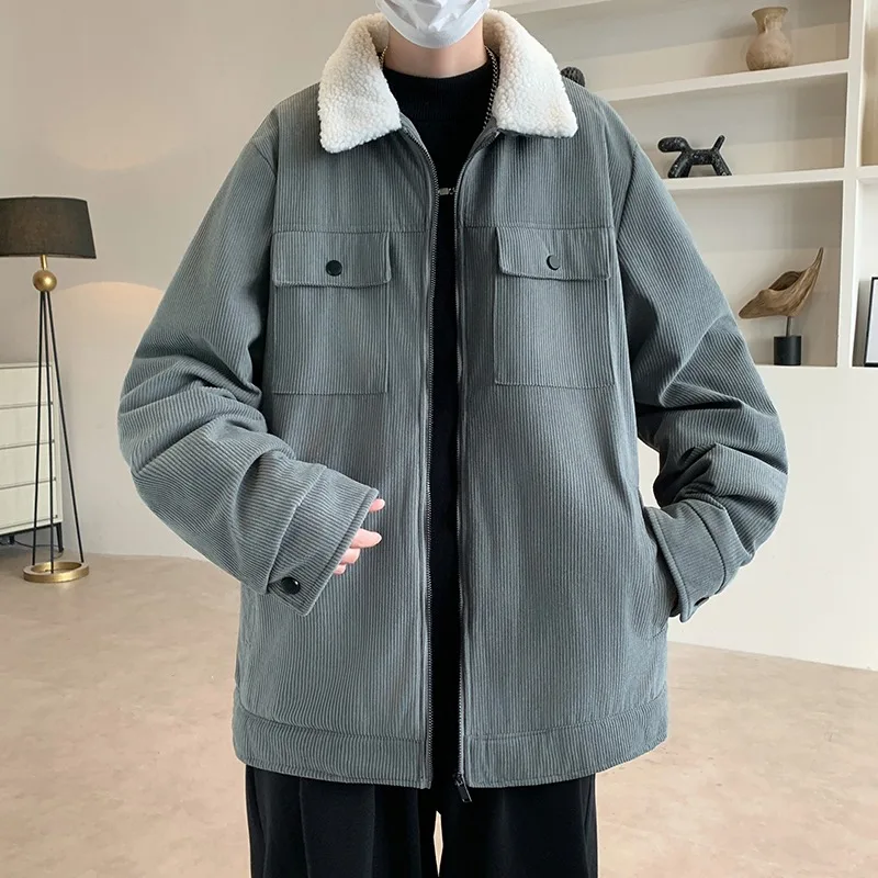 

Men's Autumn Winter Thiened Fce Lined Loose Cotton Jaet Large Size 250 Pou New 2025 Workwear Sle Long Sve Coat