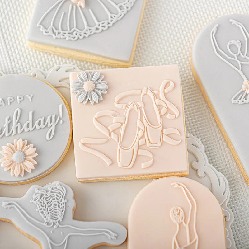 Ballet Girl Swan Cake Cookie Press Stamp Decoration Tool Acrylic Fondant Craft Cookie Cutter Biscuit Mold Bakeware Pastry