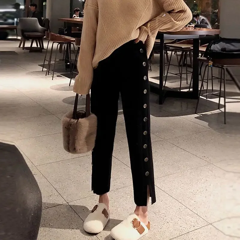 Pantaloni Donna Primavera Nuovo Design All-match Pantaloni dritti semplici Studenti Stile coreano Adolescenti Harajuku Vintage Streetwear Chic