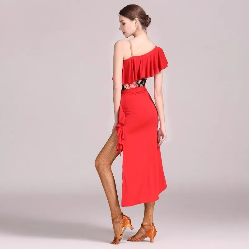 Robe de danse latine à bretelles personnalisées, ensemble de jupe double composite 1848 + 1849