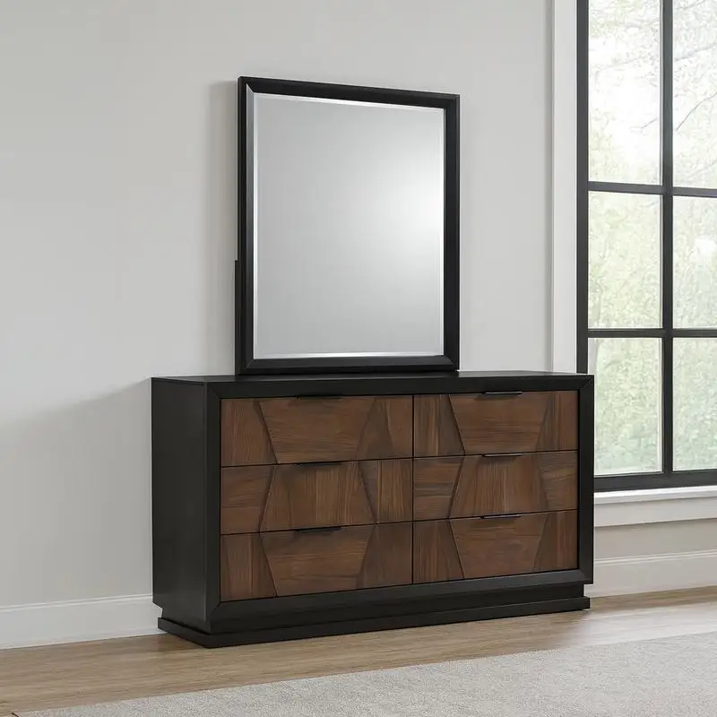 طقم غرفة نوم كينج التقليدية المكونة من 5 قطع بلمسة نهائية من خشب الجوز #6