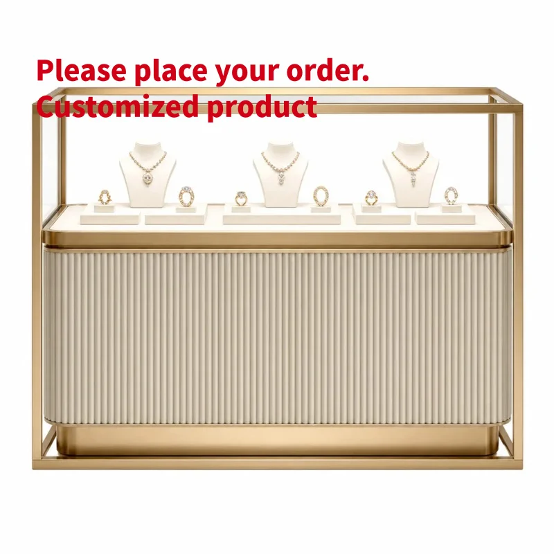 custom.Customizable Dimensions Metal Jewelry Display with LED Lighting Modern Showcase Cabinet Boutique Store