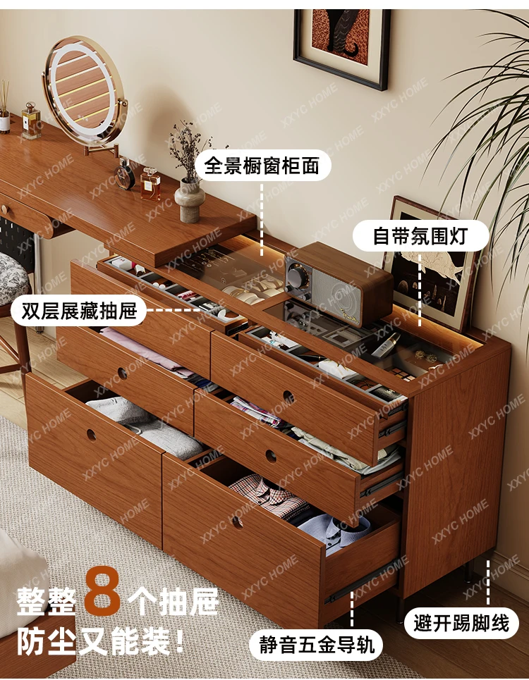 

Medieval solid wood six-bucket living room drawer bedroom modern bedside storage dining room side cabinet