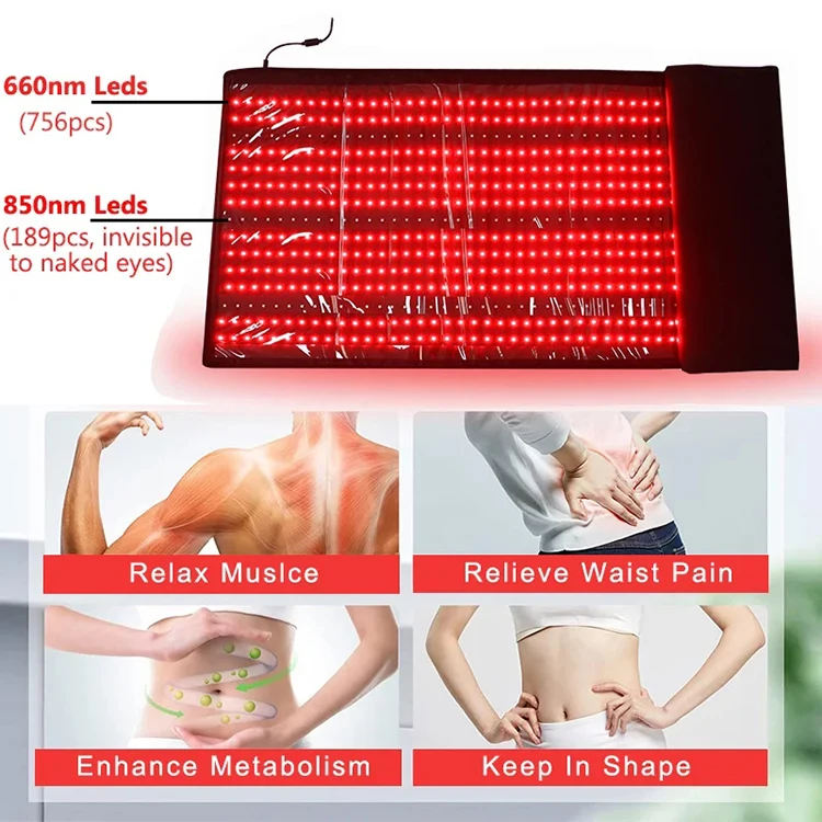 

160*59cm Near Light Therapy Mat: 945 Beads, 660nm & 850nm, Full Body Red Light Physiotherapy Equipment Pad