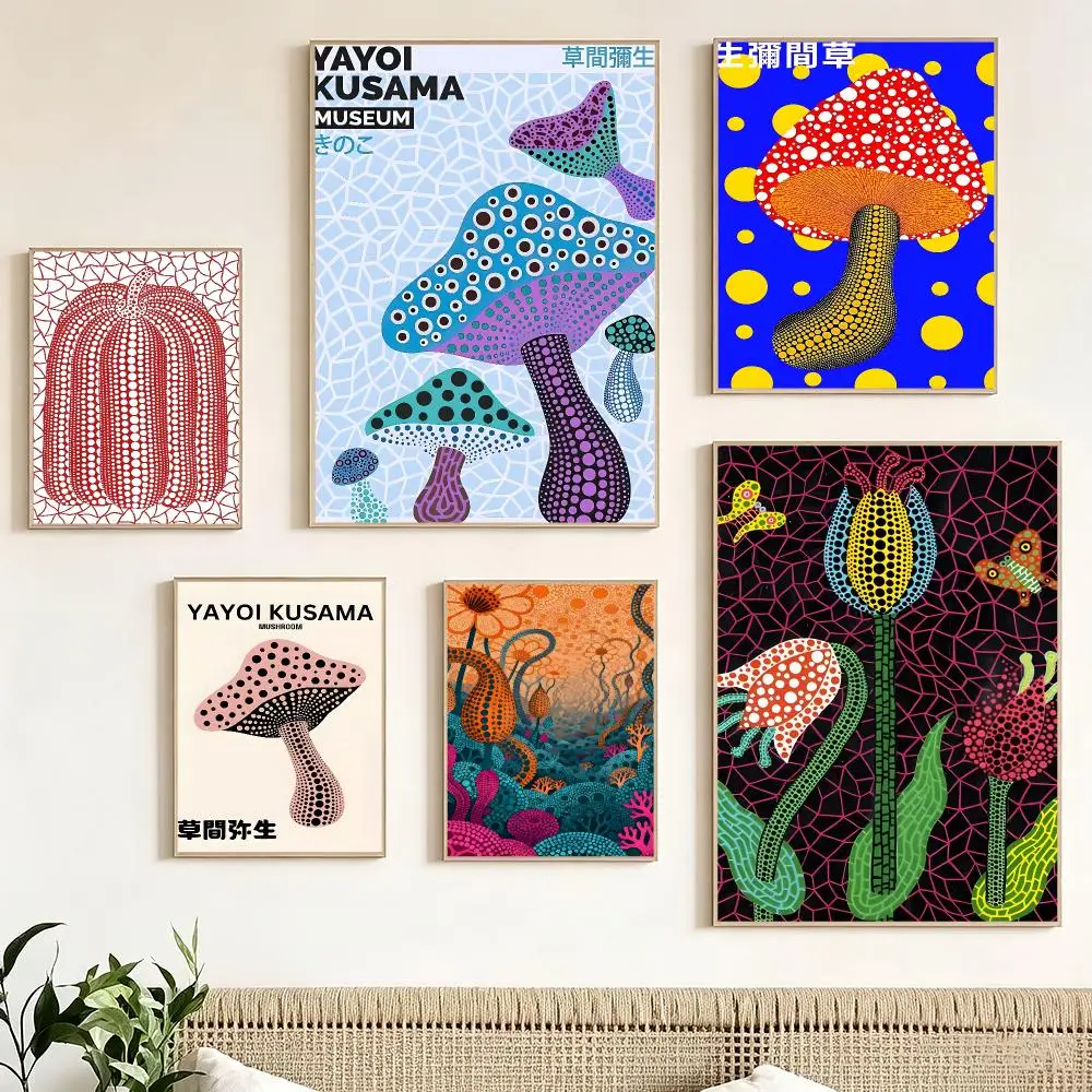 Japanese Contemporary Art Yayoi Kusama Poster Print Painting Home Decor for Bedroom Living Room Hallway