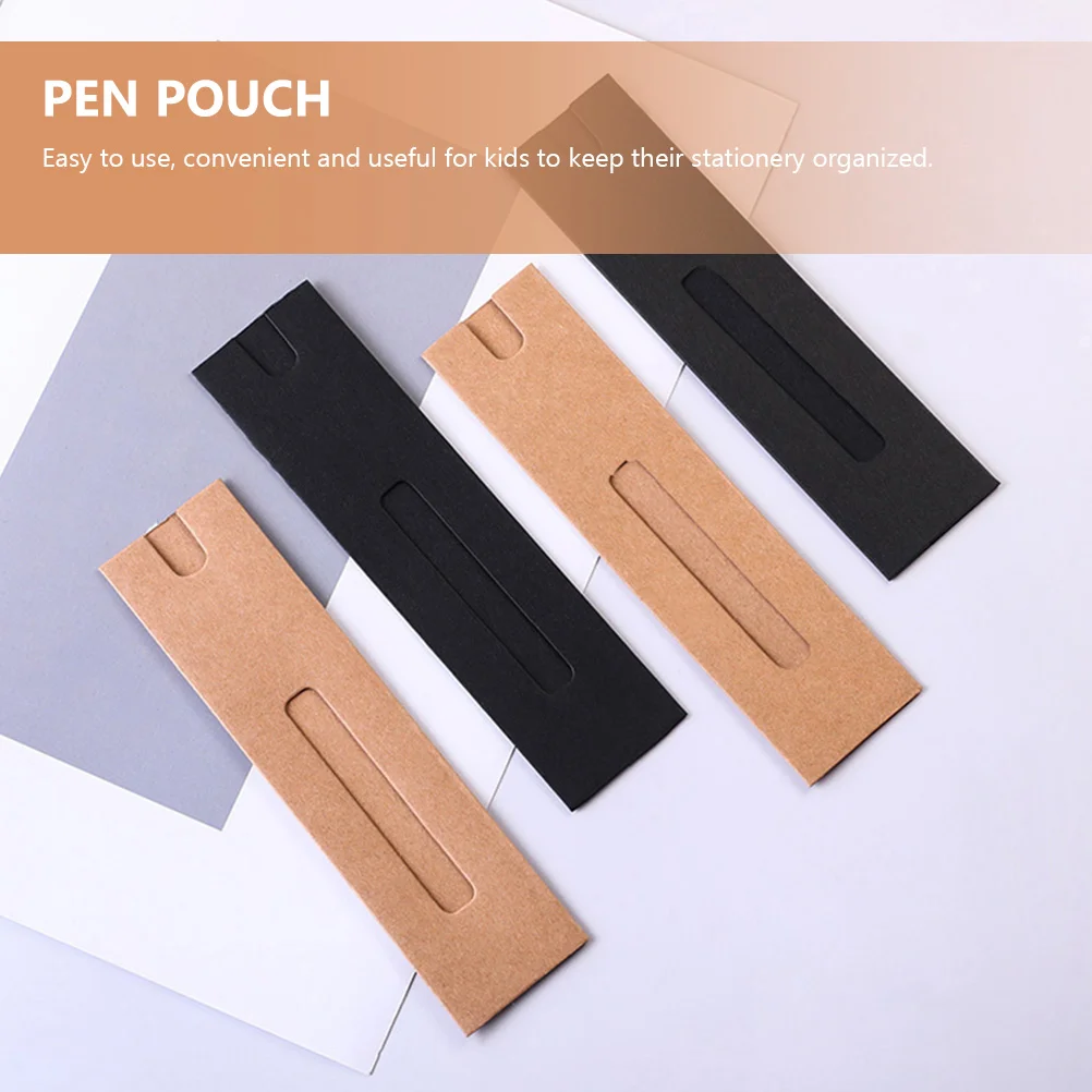 40Pcs Pen Folding Paper Bag Pencil Wrapping Sleeves Office Pen Gift Holder kraft paper pen sleeve single pen holder