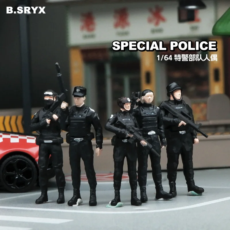 1/64 Scale Special Police Miniature Figures Mini Doll Model Figurine Sand Table Scene DIY Photography Props Display Collection