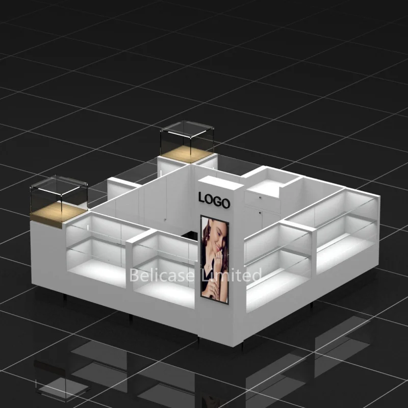 2025customized.Newest Modern Jewellery Store Layout Design Jewelry Wood Glass Display Cabinet Jewellery Shop Counter Jewelry Kio