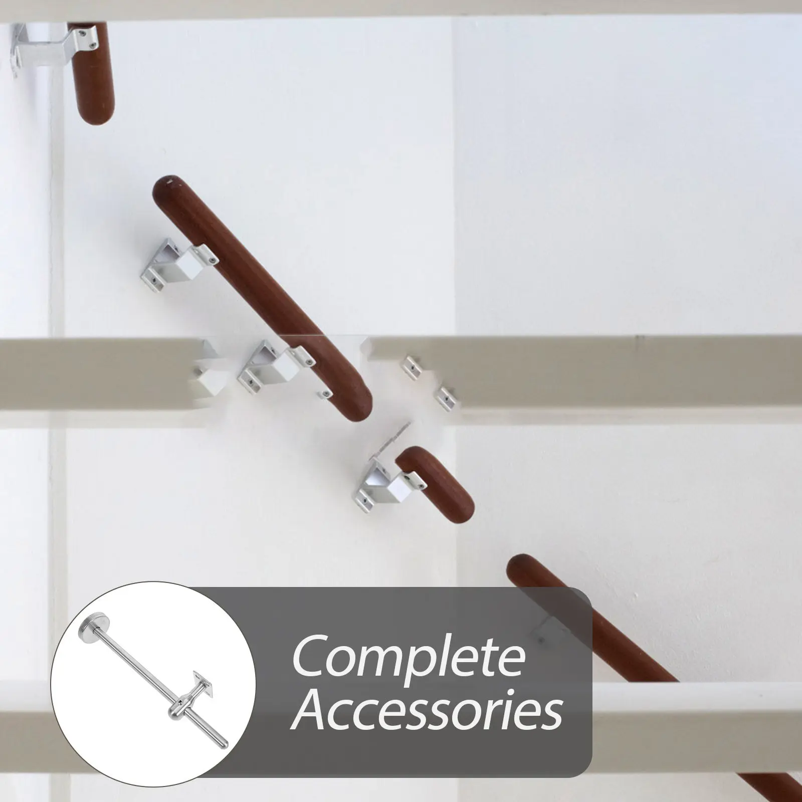 Zware roestvrijstalen trapleuningbeugel voor binnen trappen, elegant modern design, trapleuningondersteuning