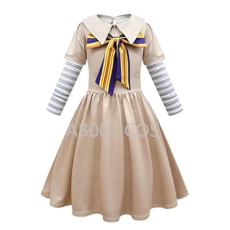 Bear's Home A Cossky-Disfraz de Cosplay M3gan for Children, Two-piece Fake Lapel Long-sleeve Dress with Tie, 2025 New