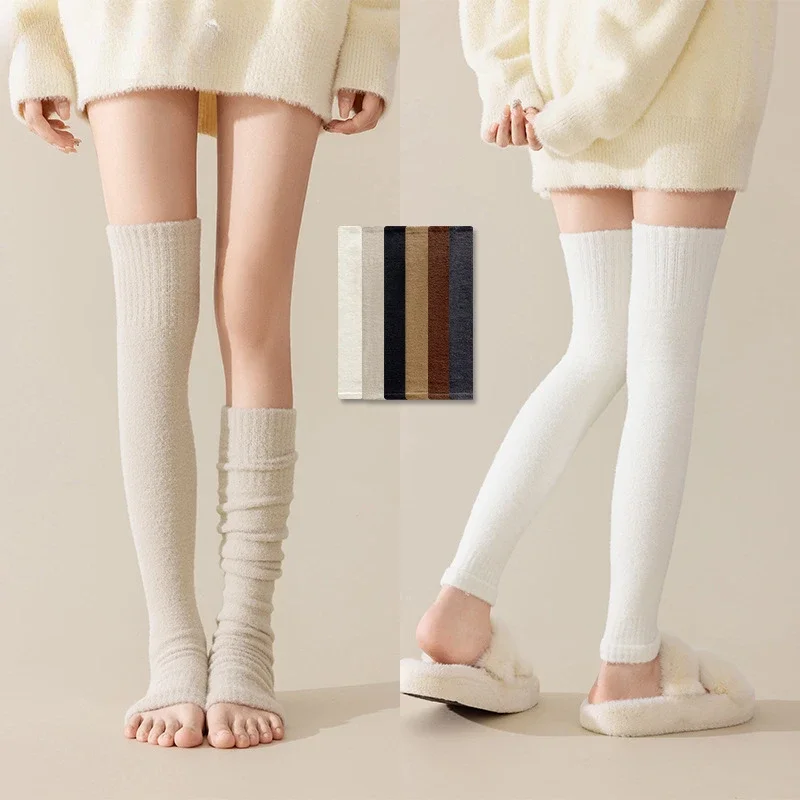 

2 Pairs Thick Warm Winter Stockings Women Knee-high Leg Warmers Soft Over Knee Long Socks Heated thermal socks