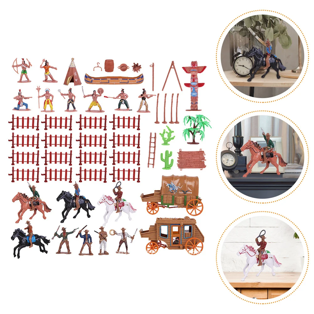 Cowboy Model Ornaments Mini Figurines Simulation Figures Models Character Adornments Decorative Sand Table Props