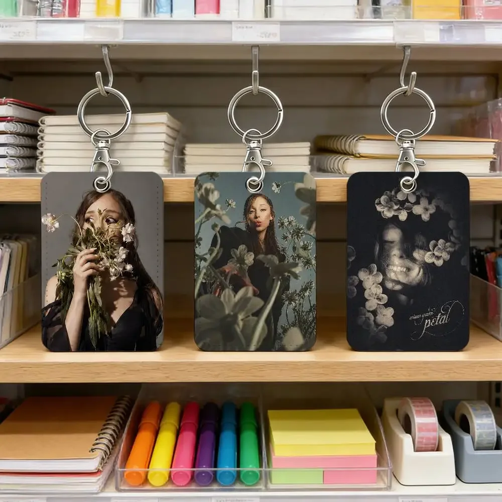 Singer A-Ariana Grande Petal Card Holder With Keychain For Access Card Bus Pass & Card Credit ID Bank Card Protective Case