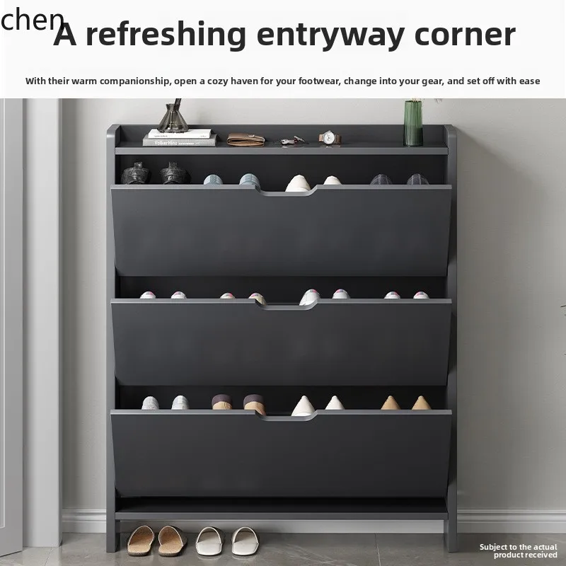 ZML Shoe Rack Simple Home Use Small Narrow Doorway Indoor Good-looking Bedroom Dustproof Storage Artifact Shoe Cabinet
