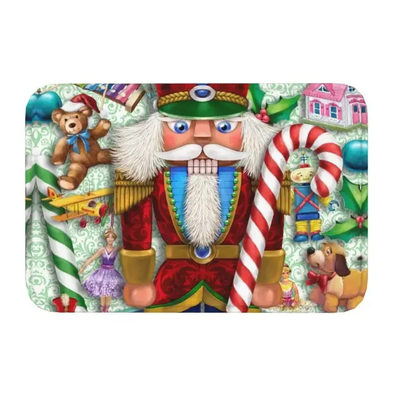 Christmas Nutcracker And Toys Doormat Non-Slip Bath Kitchen Mat Living Room Floor Door Entrance Carpet Rug