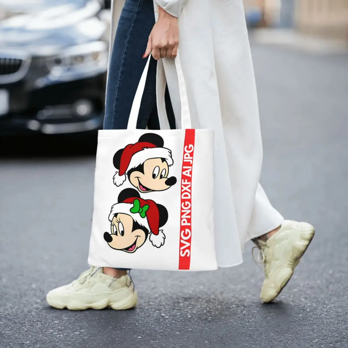 Cartoon Minnie Topolino Borsa tote in tela Borse a tracolla Borse per la spesa di grande capacità per le donne