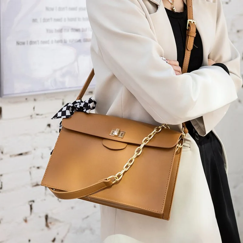 流行の通勤デザインとパリのエレガントなスタイルを備えた、流行の婦人用トートバッグ。千鳥格子模様の革製です。-​