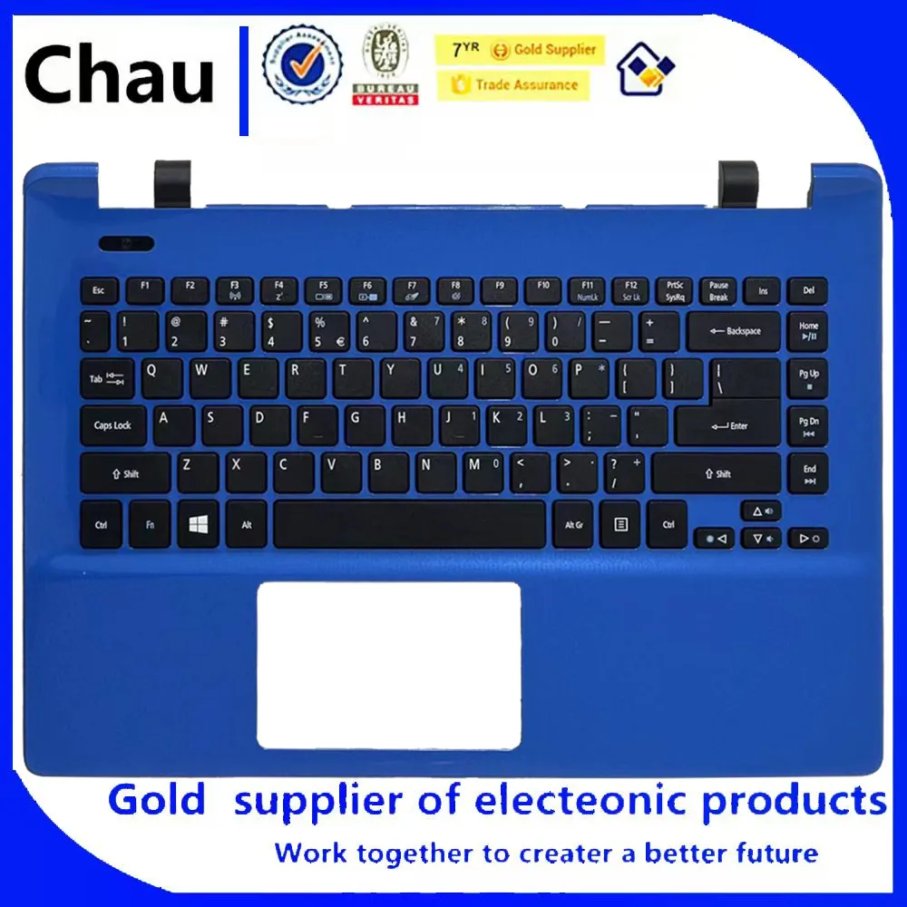 جديد لـ Chau Aspire E5-411 E5-421 E5-471 P246 غلاف الكمبيوتر المحمول ، غطاء palmrest مع لوحة المفاتيح الأزرق 60.MTJN7.018