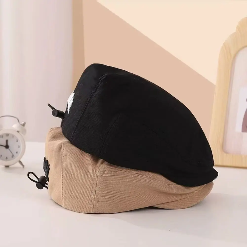 

Fashion Denim Letter Embroidered Cap Kids Beret Hat Adjustable Drawstring Peaked Caps Duck Tongue Cap