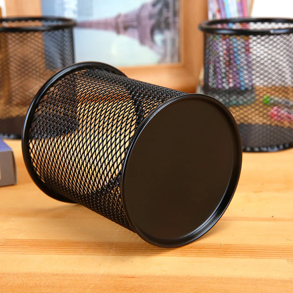 Multifunction Round/Square Pen Holder Office Desk Metal Mesh Pen Pot Cup Case Container Organiser Durable Pencil Desk Supplies