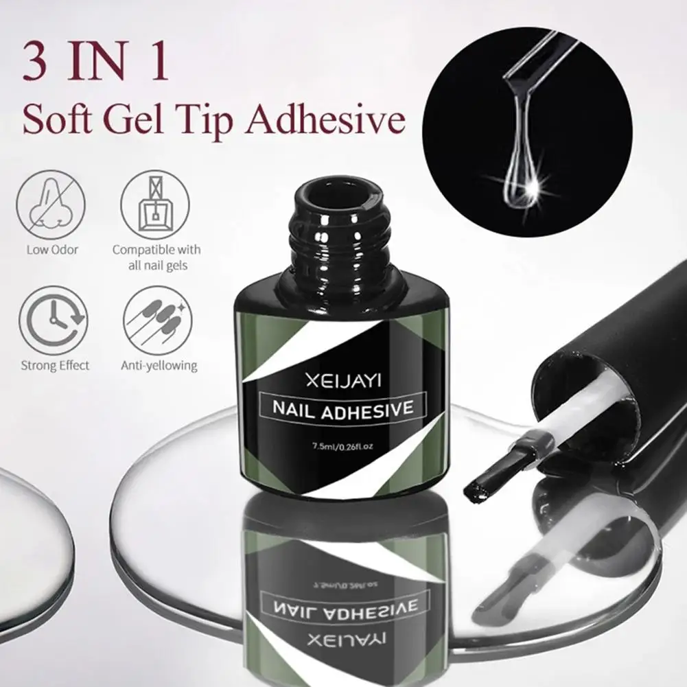 7.5ml New Soft Gel Tip Adhesive Glue For False Tips Extend Press On Nail Long Lasting 3d Decorations Diy Crystal Gems Nail X8q7