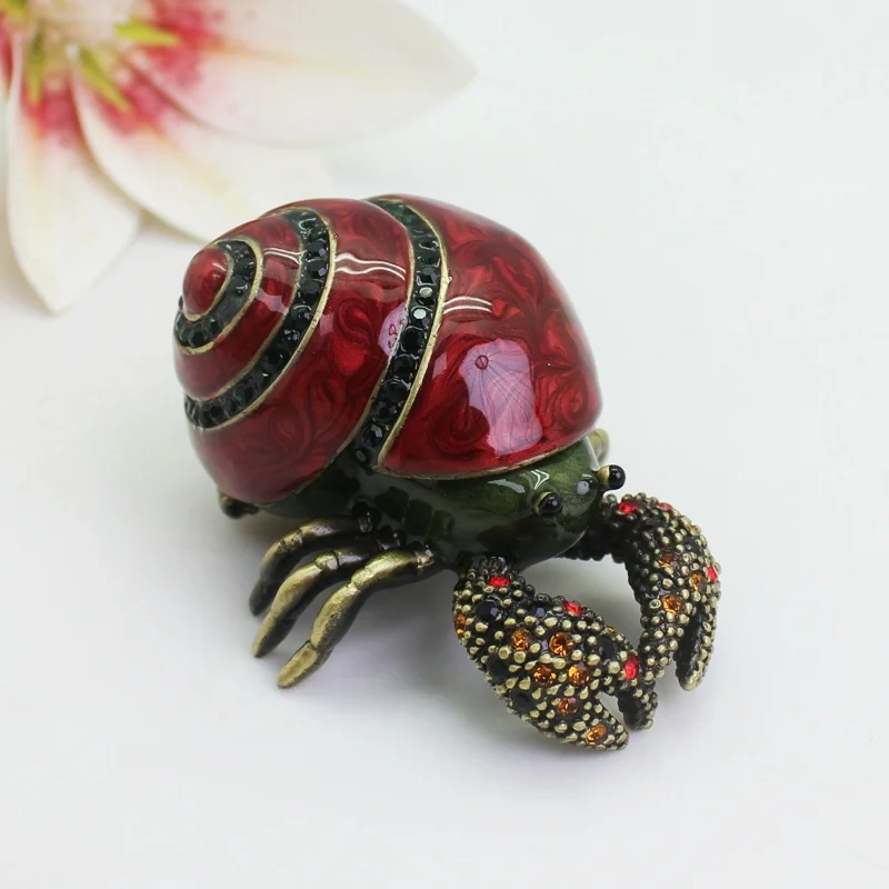 SHINNYGifts Handmade Metal Hermit Crab Trinket Box, Ocean Series, Metal Crafts Decoration, New Style