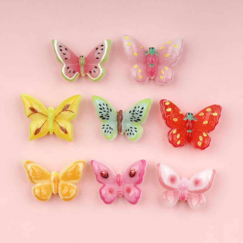 10/100Pcs Simulation Butterfly Resin Planar Hairpin Crafts Accessories DIY Key Chain Making Decoration Hook Scrapbooking Decor